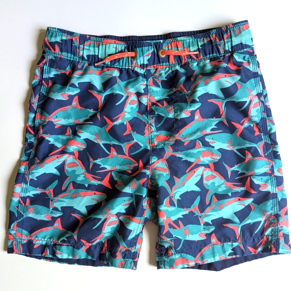 GAP Kids Navy, Teal, Orange Shark Swimming Trunks